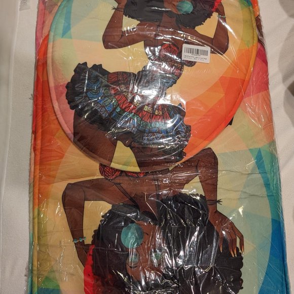 Brand New in Package African/ Black Woman Bathroom Set- Shower Curtain & Rugs - Picture 2 of 6